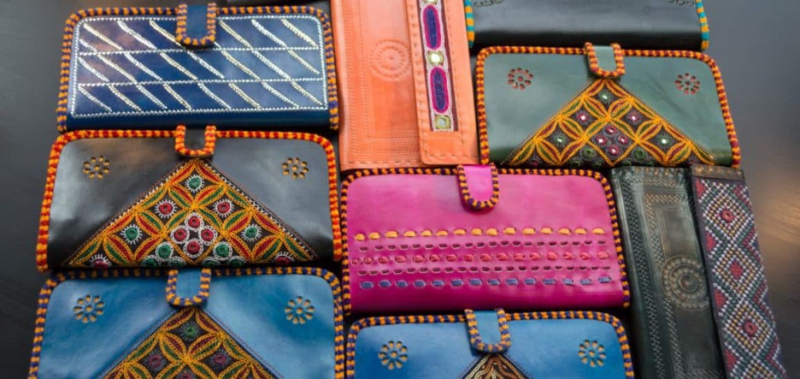 Leather purses with Kutch Embroidery